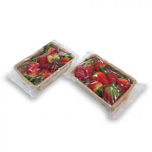 Image of strawberry trays in flow wrap